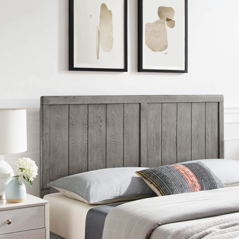 - Modway MOD-6217-GRY Robbie Full Wood Headboard, Gray