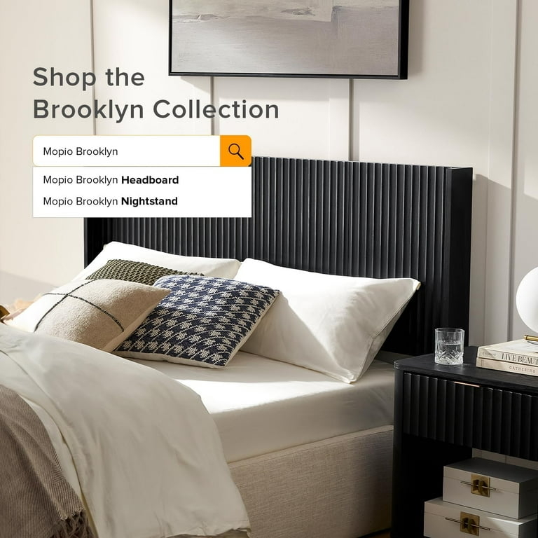 mopio Brooklyn Black Headboard, Queen Size, 62.4"" Wide, Modern Farmhouse,  Boho, Wall Mount" -