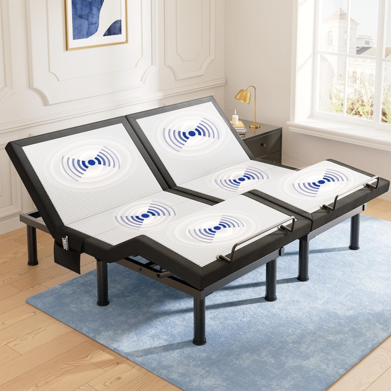 Motorized Split King Base with Dual Zone Massage Functionality