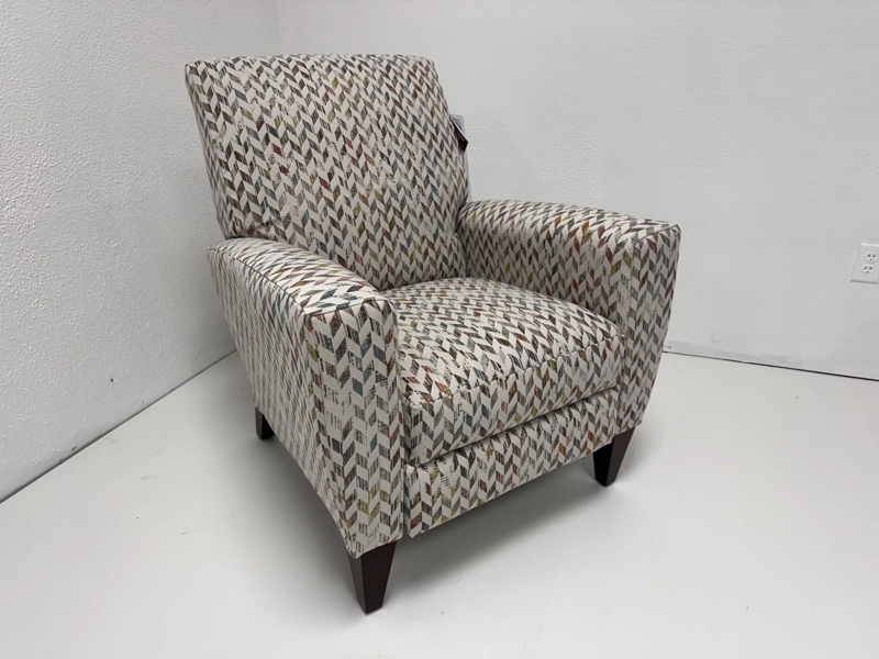 Multicolored Chevron Recliner High Leg Accent Chair Tapered Legs