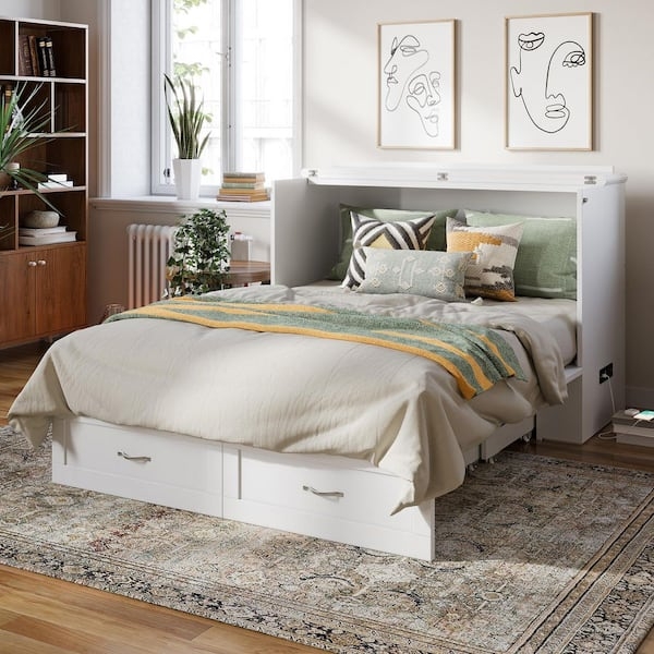 Murphy Bed Chest with Integrated Charging Station and Drawers