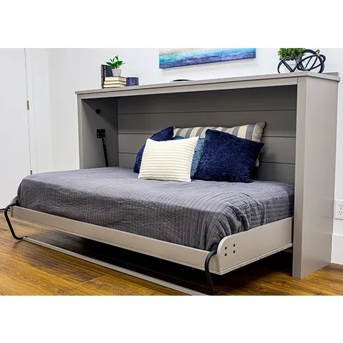 Murphy Bed Queen Horizontal with Wood Grain Texture and Recessed Panels