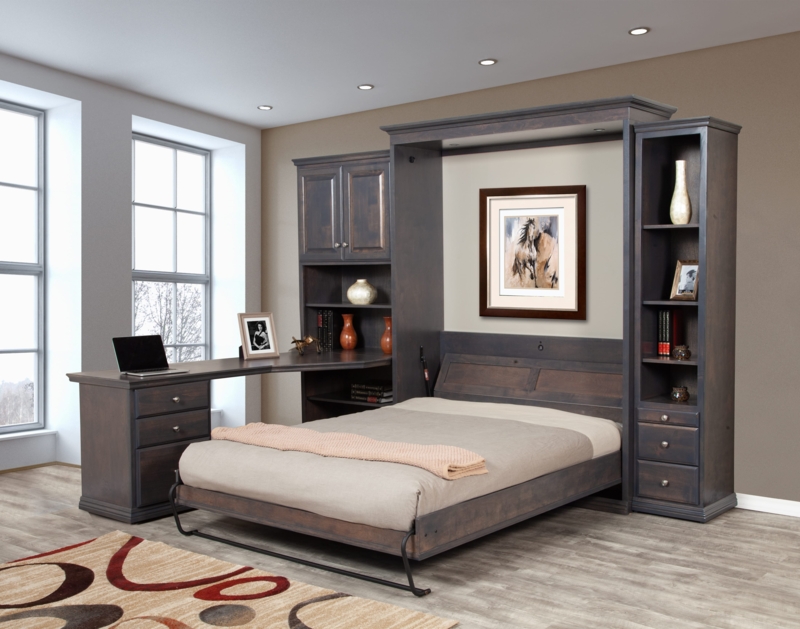 Murphy Bed Traditional Raised Panel Cabinet in Antique Cherry Finish