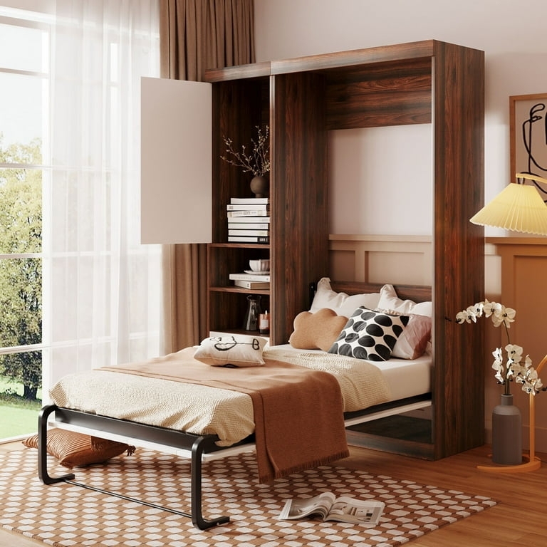 Murphy Bed with Integrated Shelving and Two Tone Finish Cabinet