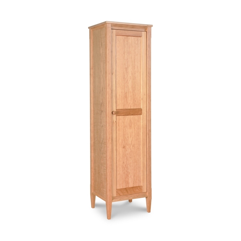Narrow Shaker Storage Cabinet in Honey Tone Wood with Tapered Legs