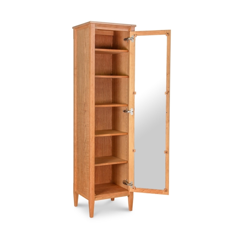 Narrow Shaker Style Storage Cabinet with Mirrored Door