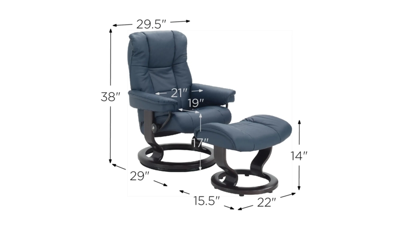 Navy Blue Swivel Recliner Chair and Ottoman Set with Ergonomic Design