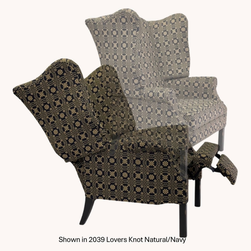Navy Geometric Lovers Knot Wingback Push-Back Recliner