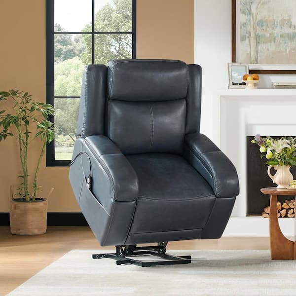 Navy Power Lift Recliner with Side Storage Pocket