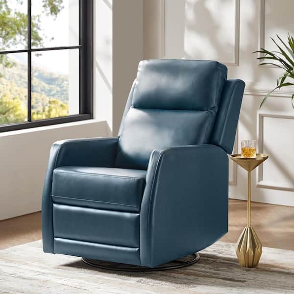 Navy Wingback Rocker Recliner with Swivel Base