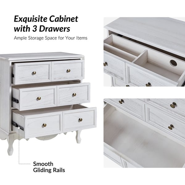 Nightstand Distressed Partitioned Top Drawer Farmhouse