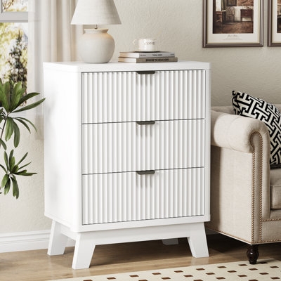 Nightstand Fluted Fronts Splayed Legs Mid-Century Modern