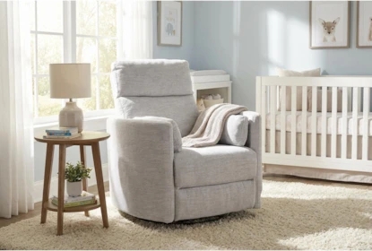 Nursery Glider High Backrest Dove Gray Woven Upholstery