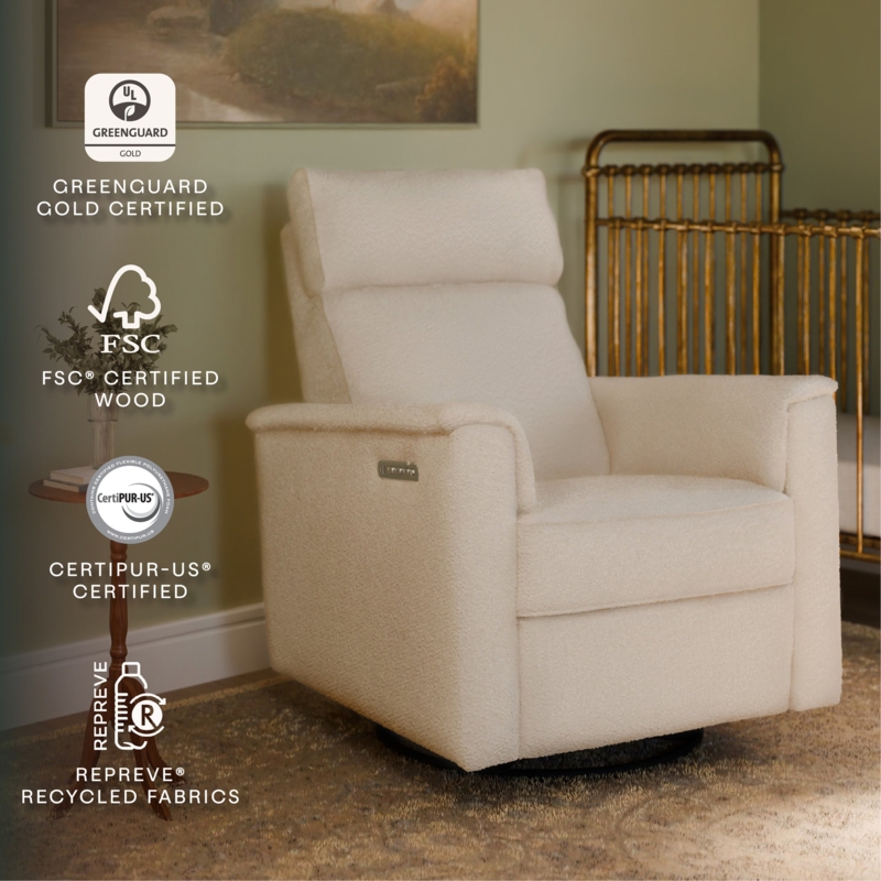 Nursery Glider Power Recliner Square Back Swivel Glider with Controls