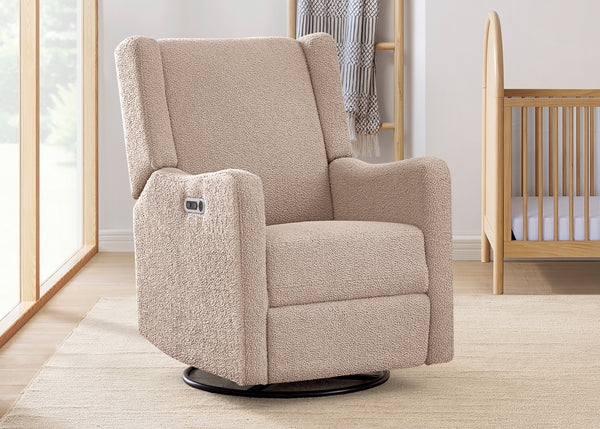 Nursery Recliner Glider Wingback Silhouette Pearl Cream Boucle Power