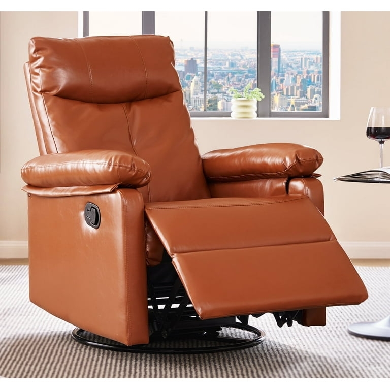 Nursery Recliner, Manual Rocker, Swivel Base, Padded, Warm Tone