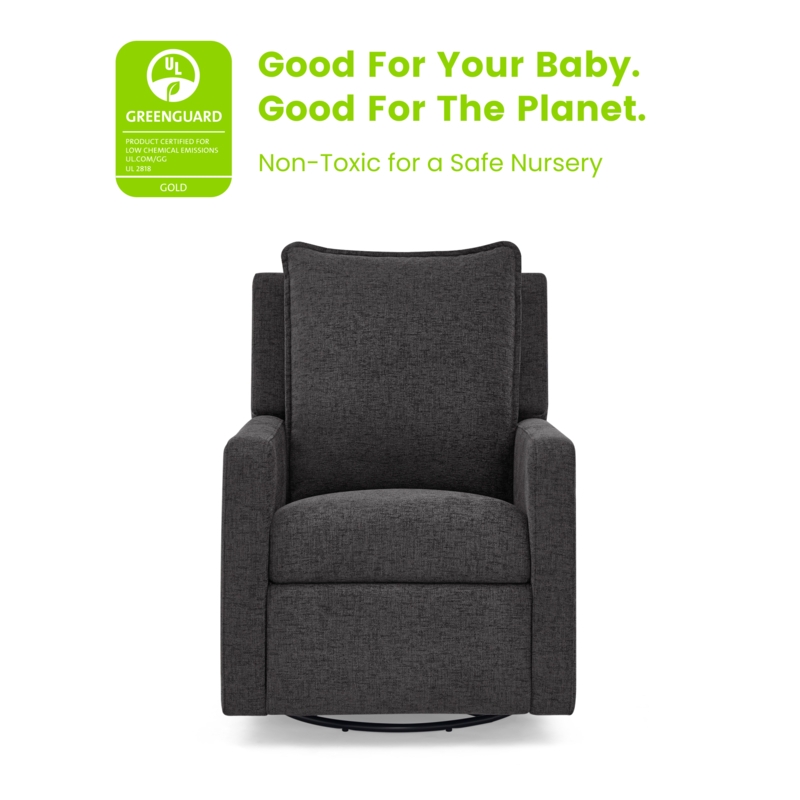 Nursery Recliner Square Arm Silhouette Dark Gray Woven Fabric Seating