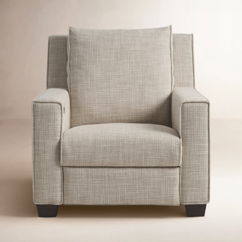 Oatmeal Textured Recliner Chair with Clean Track Arms