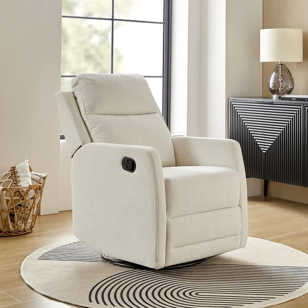 Off-White Manual Swivel Rocker Recliner with Recessed Lever