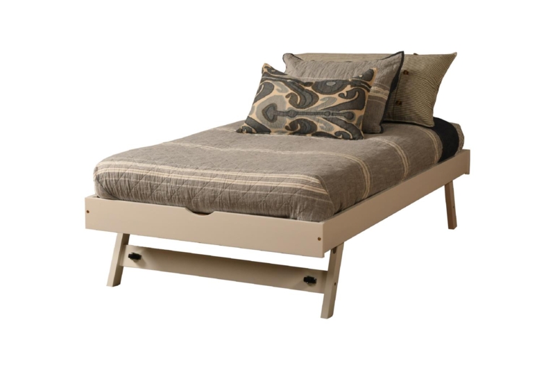 Off-White Wood Daybed Tapered Legs Mid-Century Twin
