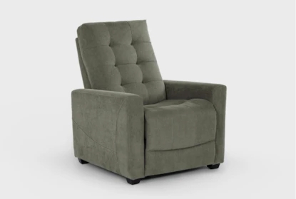 Olive Green Fabric Push Back Recliner with Square Tufted Back