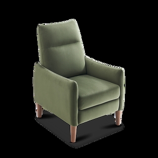 Olive Green Velvet Recliner Mid Century Tapered Wood Legs