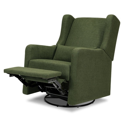 Olive Green Weave Wingback Nursery Recliner with Swivel Glider