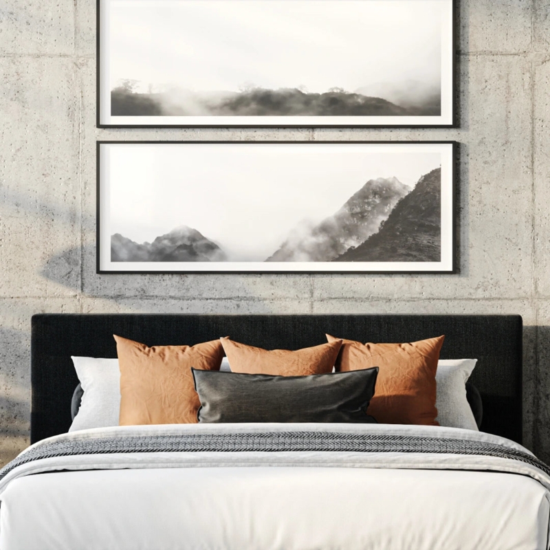 Onyx Fabric Headboard Extra Wide Low Profile Industrial Chic Style
