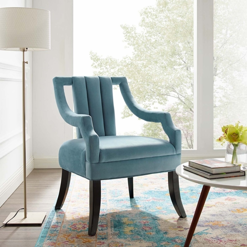 Open Arm Accent Chair with Channel Tufted Backrest Detail