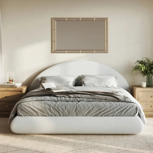 Organic Modern Upholstered Bed with Rounded Cloud-Like Frame