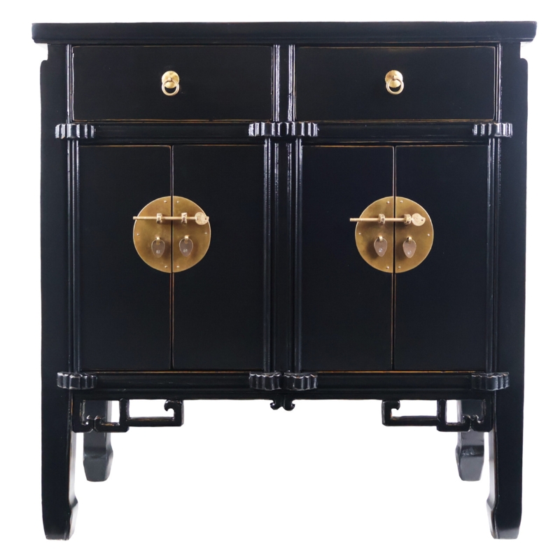Oriental Accent Chest Matte Lacquer Circular Brass Hardware