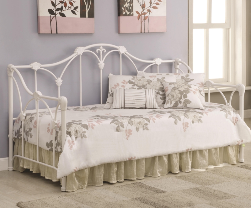 Ornate Metal Daybed Frame featuring Scrolled Arched Backrest