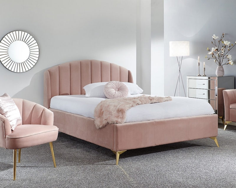 Ottoman Storage Bed with Scalloped Channel Tufted Headboard