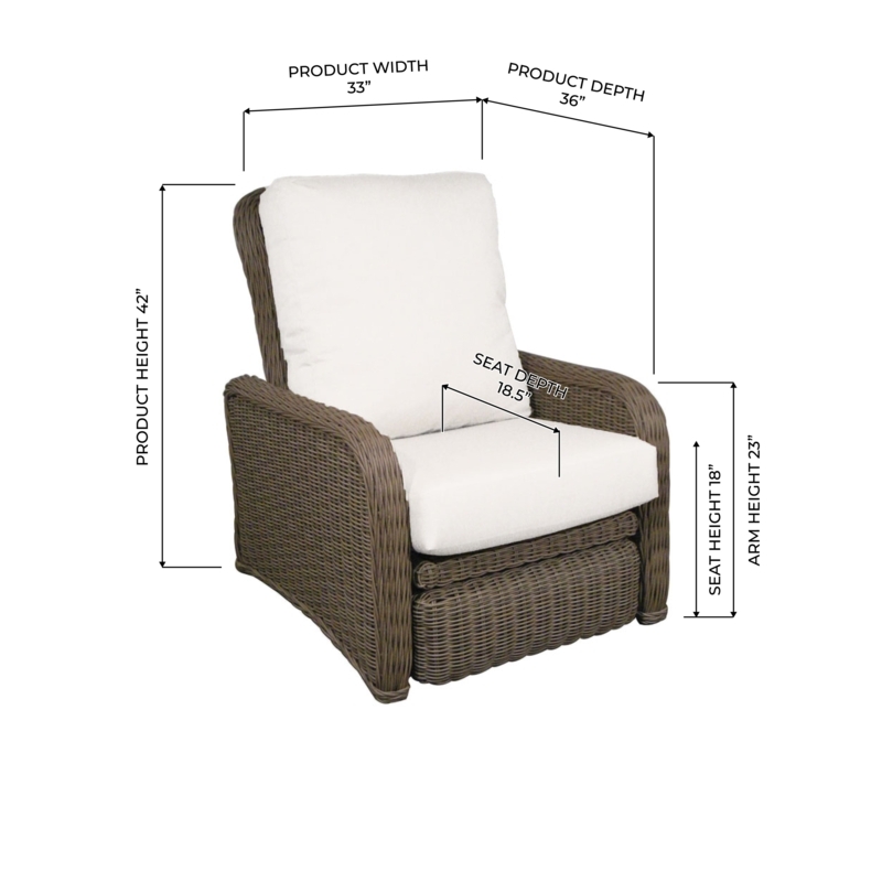 Outdoor Recliner with Woven Wicker Frame and Plush Cushions