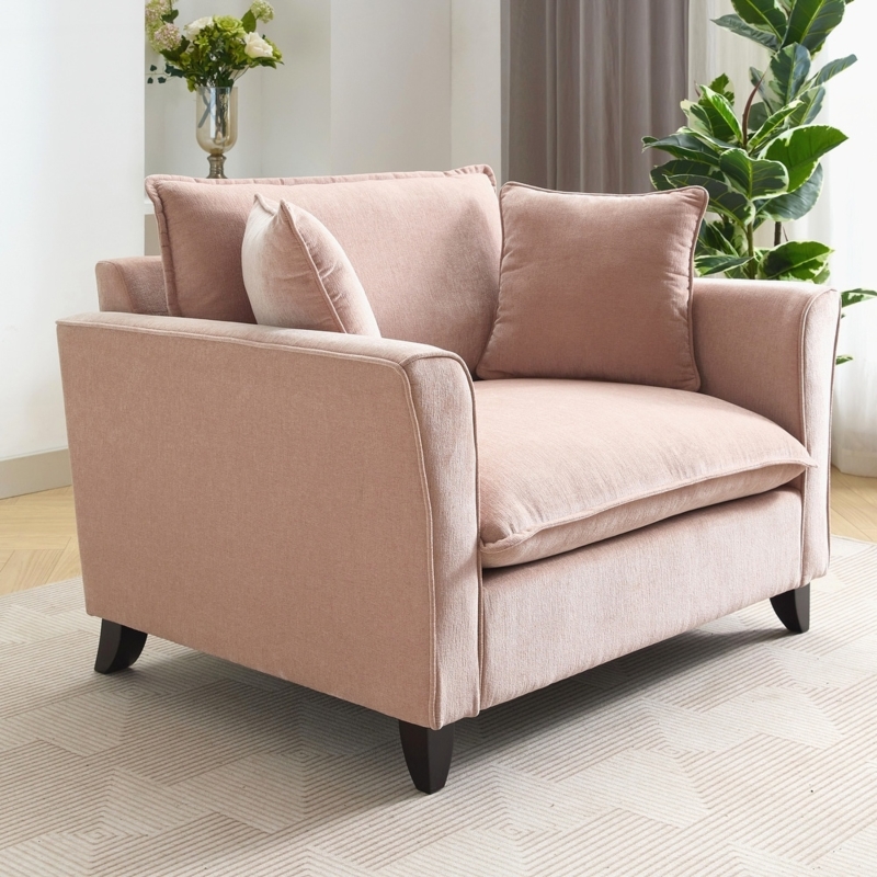 Oversized Armchair: Dusty Chenille Fabric with Track Arms.