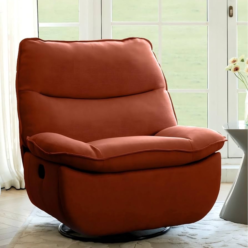 Oversized Armless Recliner with Swivel Base and Rocking Motion