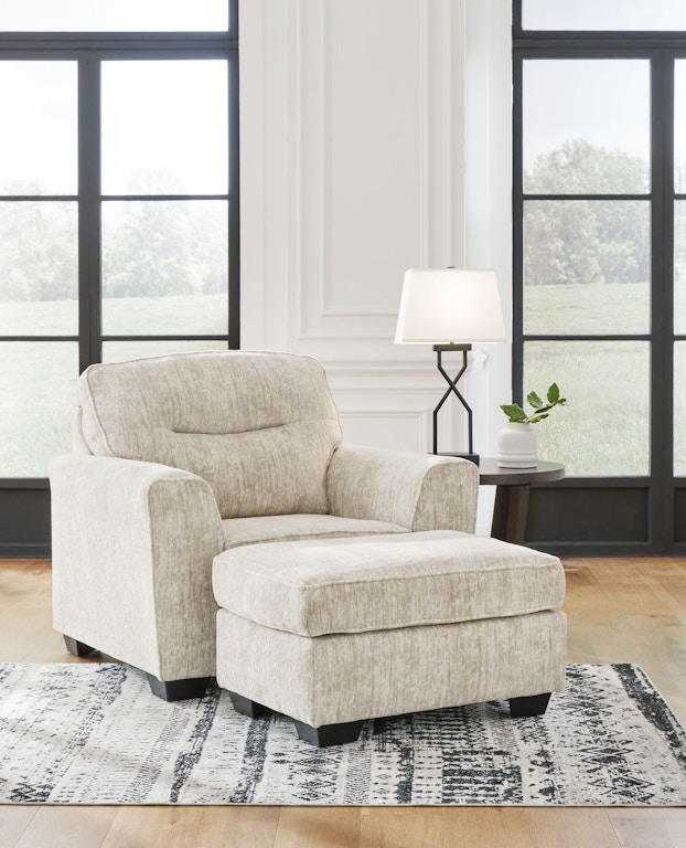 Oversized Chair And A Half With Textured Parchment Upholstery