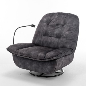 Oversized Charcoal Swivel Recliner with Phone Holder
