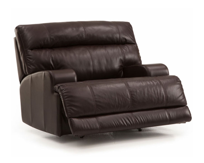 Oversized Cuddler Recliner Dark Brown Horizontal Tufting Leather-Like