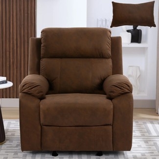 Oversized Manual Recliner with Plush Pillow-Top Arms and Split Back