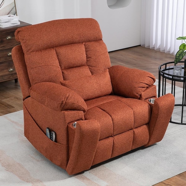 Oversized Power Lift Recliner in Rose Chenille Fabric