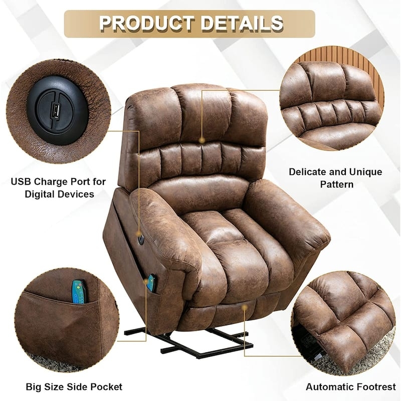 Oversized Power Lift Recliner with Integrated USB Port