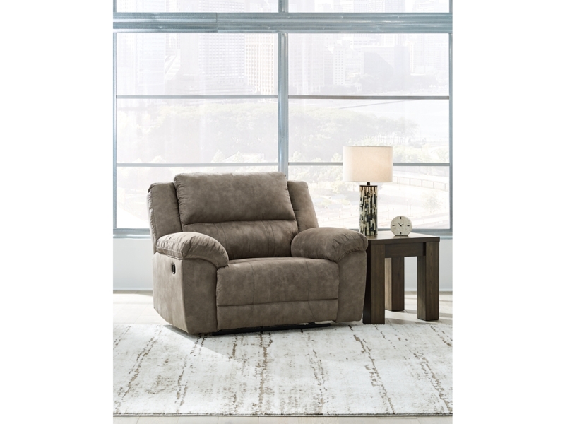 Oversized Recliner with Suede Like Fabric and Manual Pull Lever