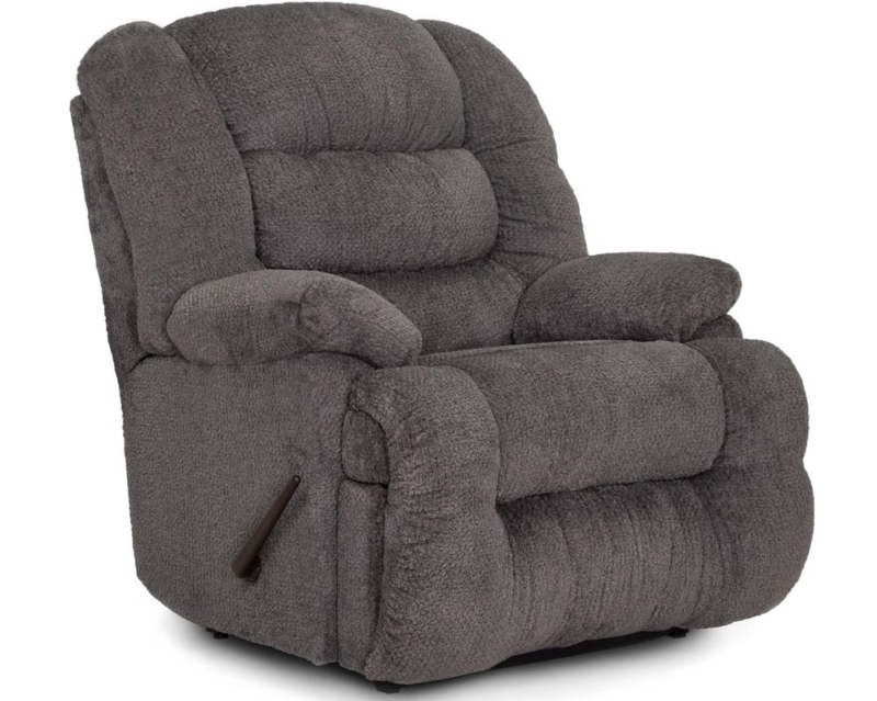 Oversized Rocker Recliner, Charcoal Grey, Tiered Back, Manual Lever