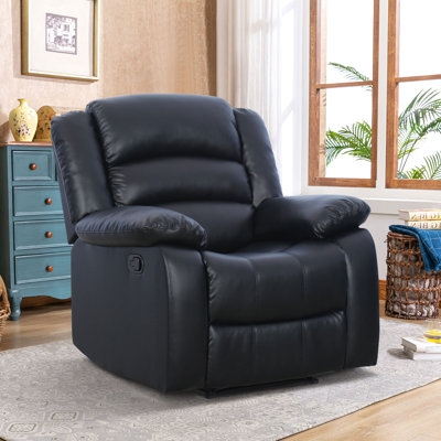 Overstuffed Manual Recliner Chair with Cozy Silhouette and Lever