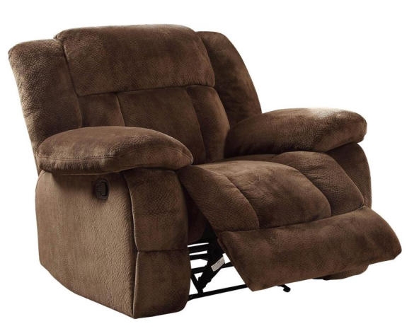 Overstuffed Manual Recliner in Chocolate Brown Microfiber Fabric
