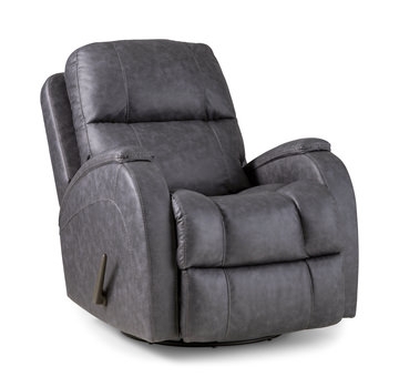 Overstuffed Recliner with Padded Roll Arms and Divided Back
