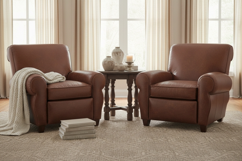 Paired Club Chairs in Cognac Leather-Like Upholstery
