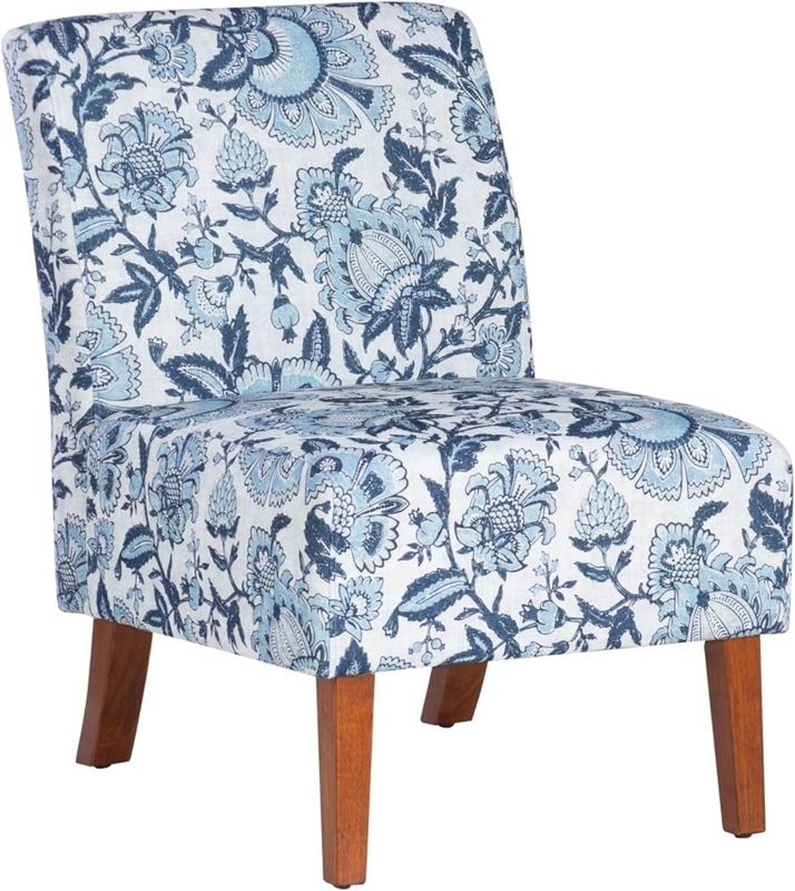 Paisley Accent Chair, Armless Slipper Design, Tapered Legs