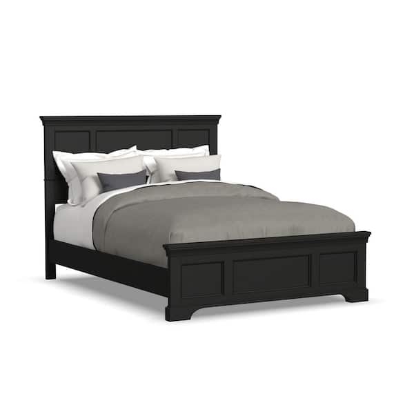 Panel Bed Black Finish Recessed Panels Queen Bed With Footboard